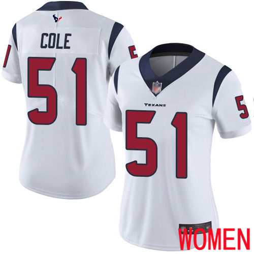 Houston Texans Limited White Women Dylan Cole Road Jersey NFL Football #51 Vapor Untouchable
